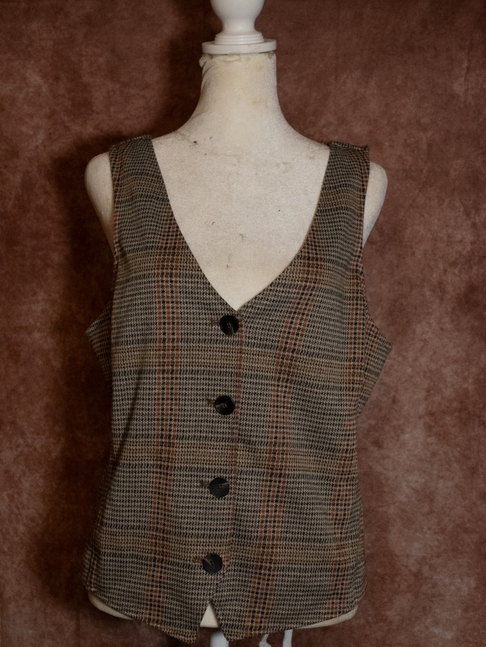 SIZE L NIC+ZOE Stretched Plaid Knit Vest